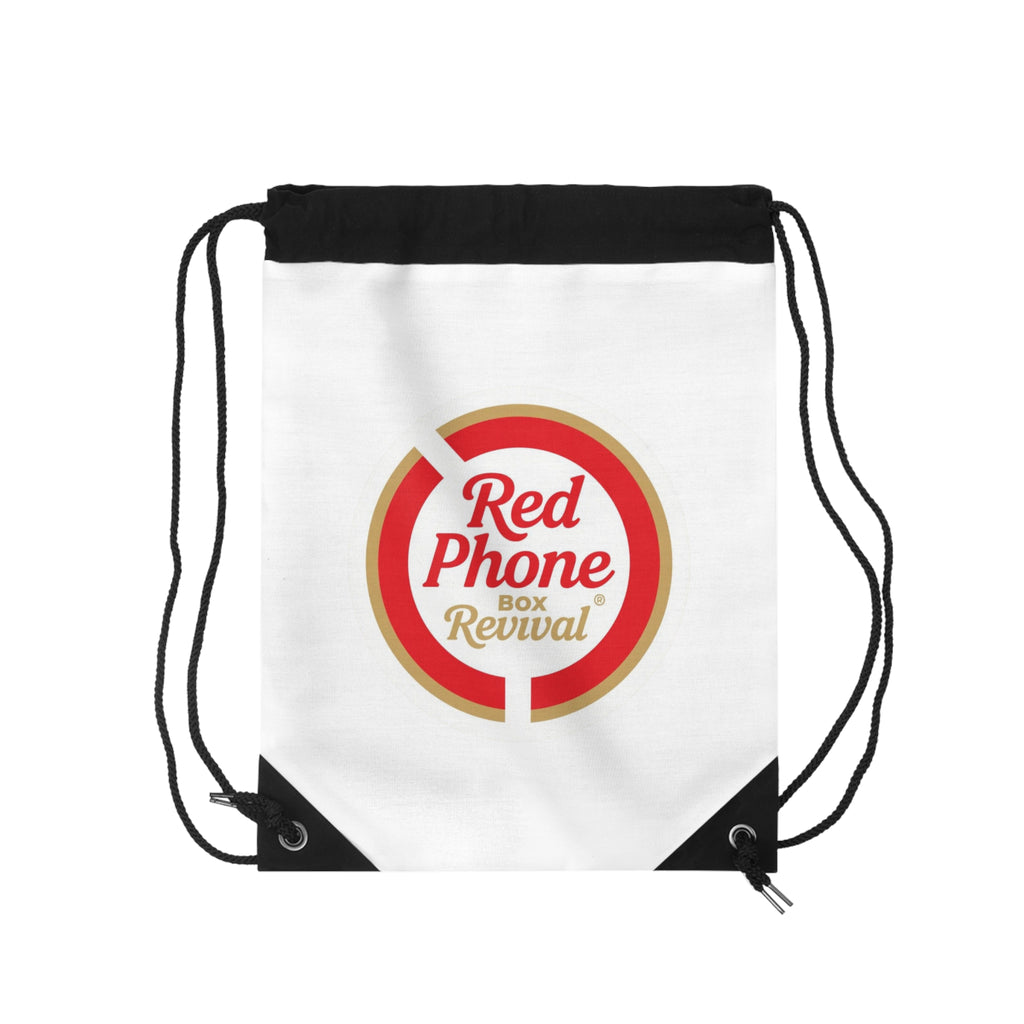 Red Phone Box Revival Drawstring Bag, Trendy Gym Bag, Lightweight Travel Backpack, Perfect for Festivals, Back to School, Gift Idea