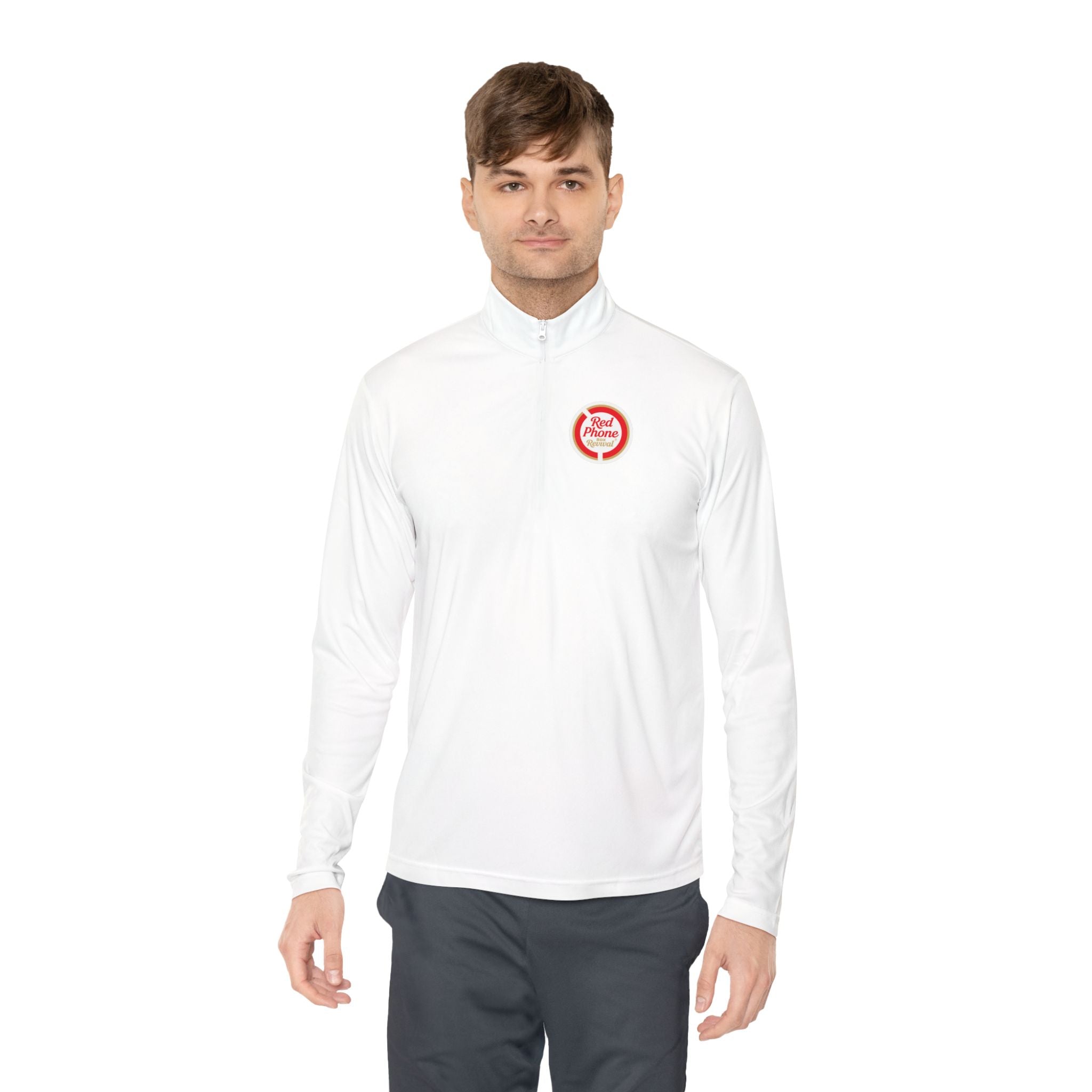 Quarter-Zip Pullover — Small 'Thank You' Badge Chest Logo, Casual Everyday Layer