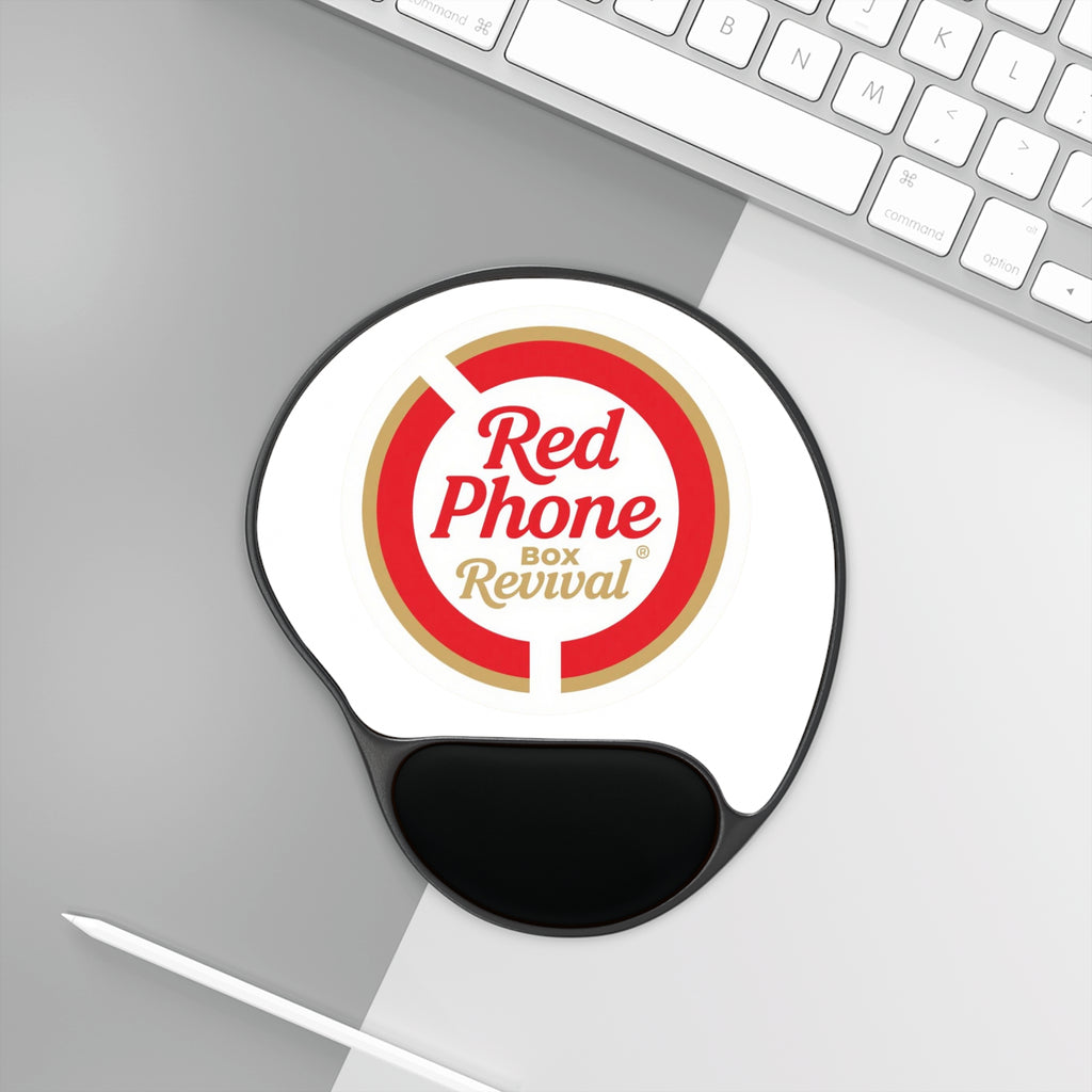 Red Phone Revival Logo Mouse Pad with Wrist Rest — Ergonomic Office Accessory