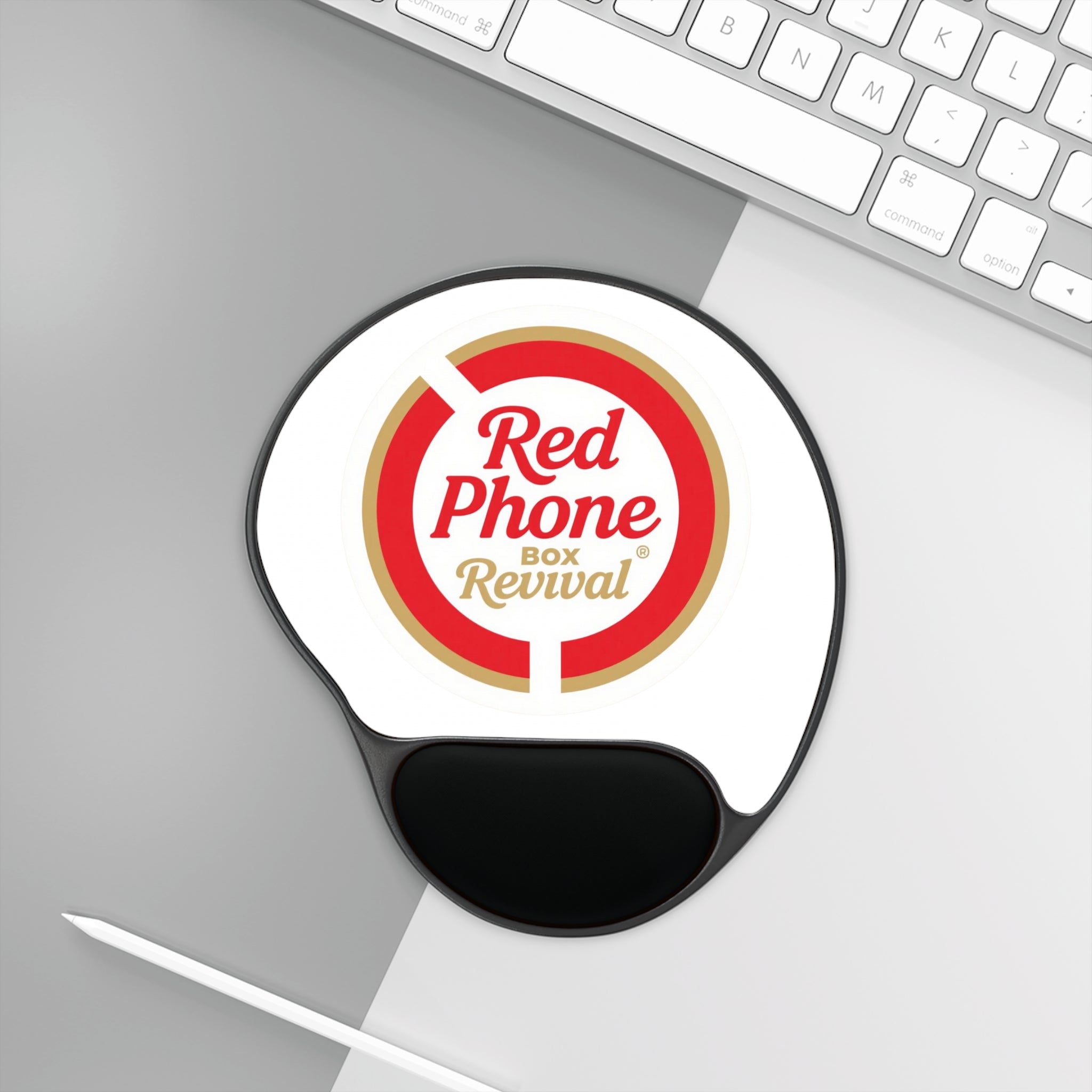 Red Phone Revival Logo Mouse Pad with Wrist Rest — Ergonomic Office Accessory