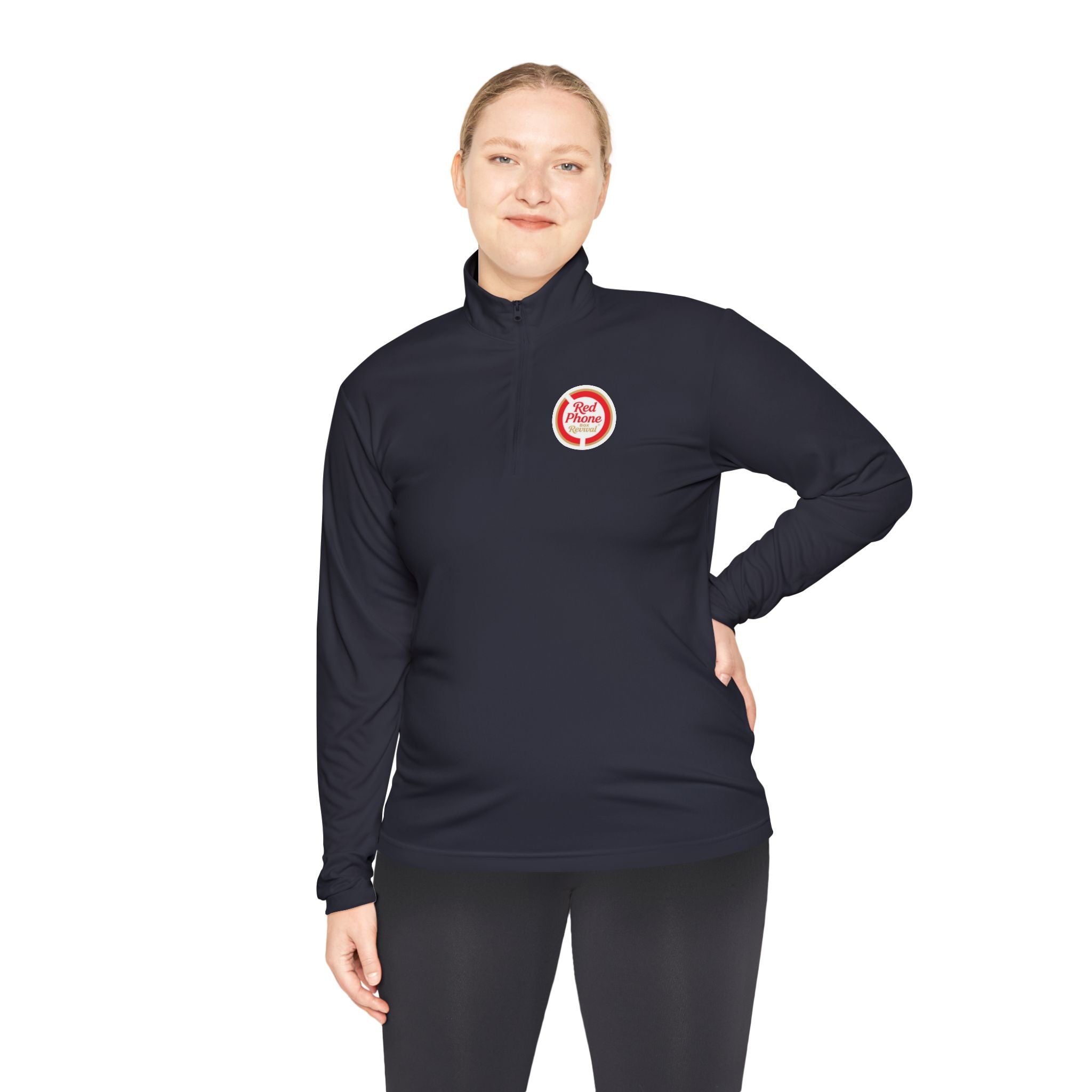 Quarter-Zip Pullover — Small 'Thank You' Badge Chest Logo, Casual Everyday Layer