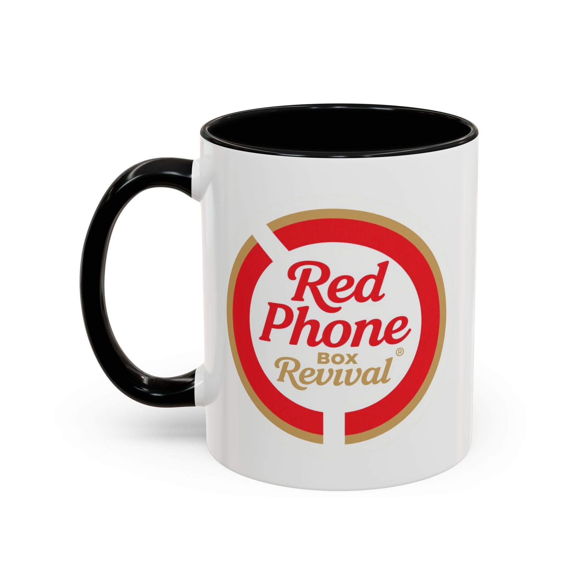 Red Phone Revival Accent Coffee Mug – Retro Logo 11/15oz