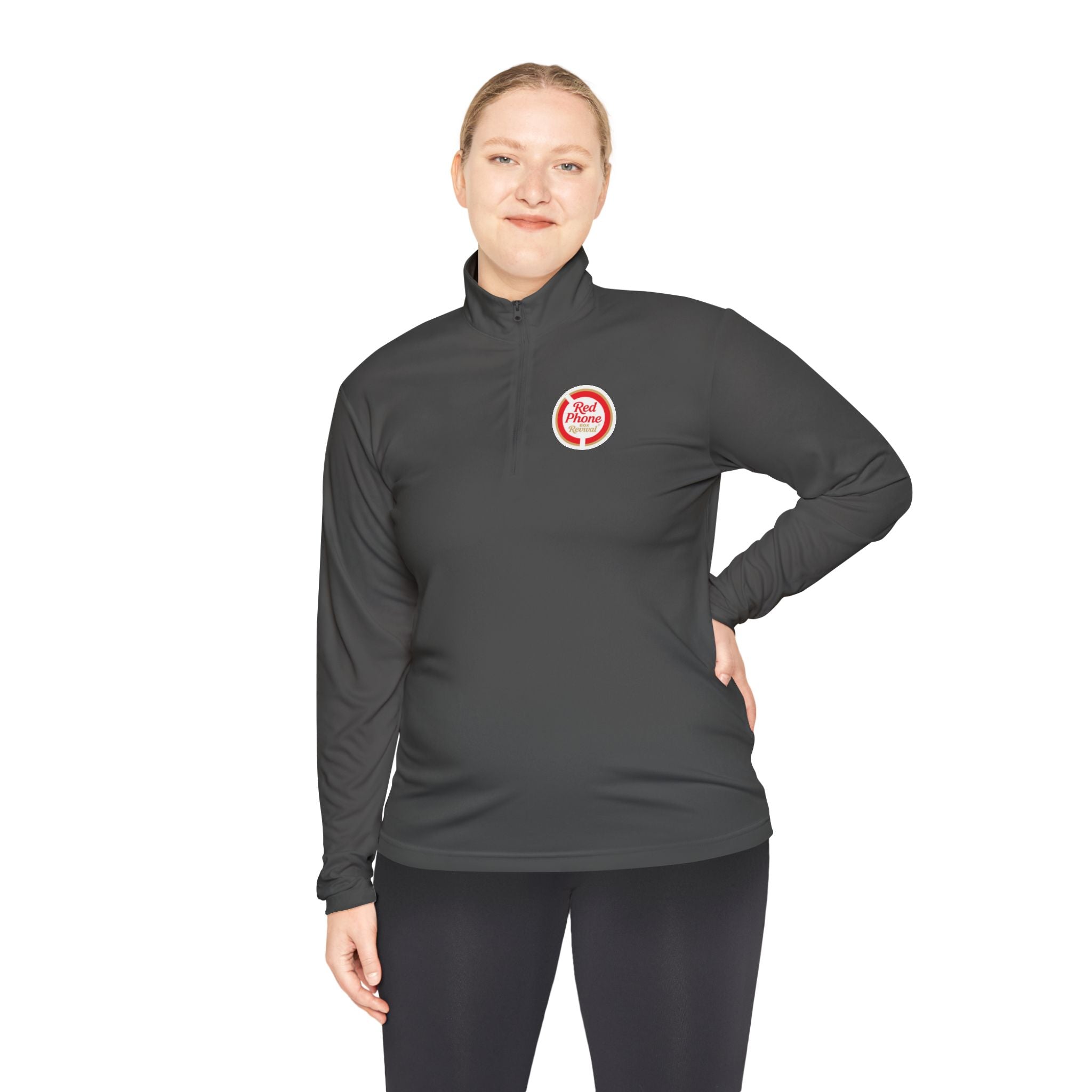 Quarter-Zip Pullover — Small 'Thank You' Badge Chest Logo, Casual Everyday Layer