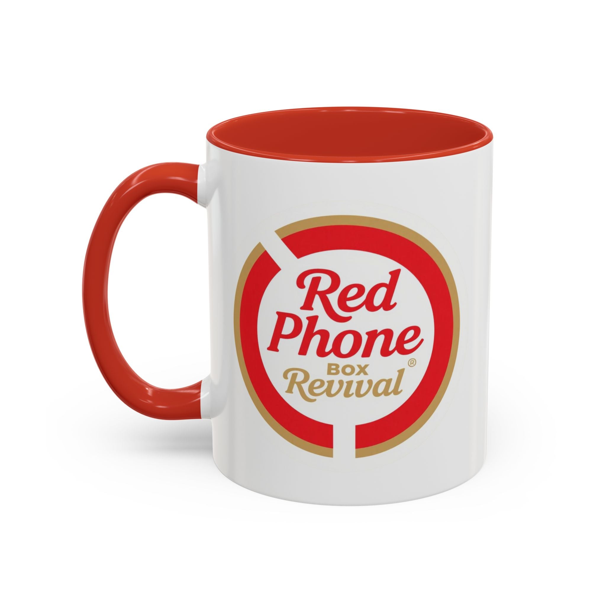 Red Phone Revival Accent Coffee Mug – Retro Logo 11/15oz