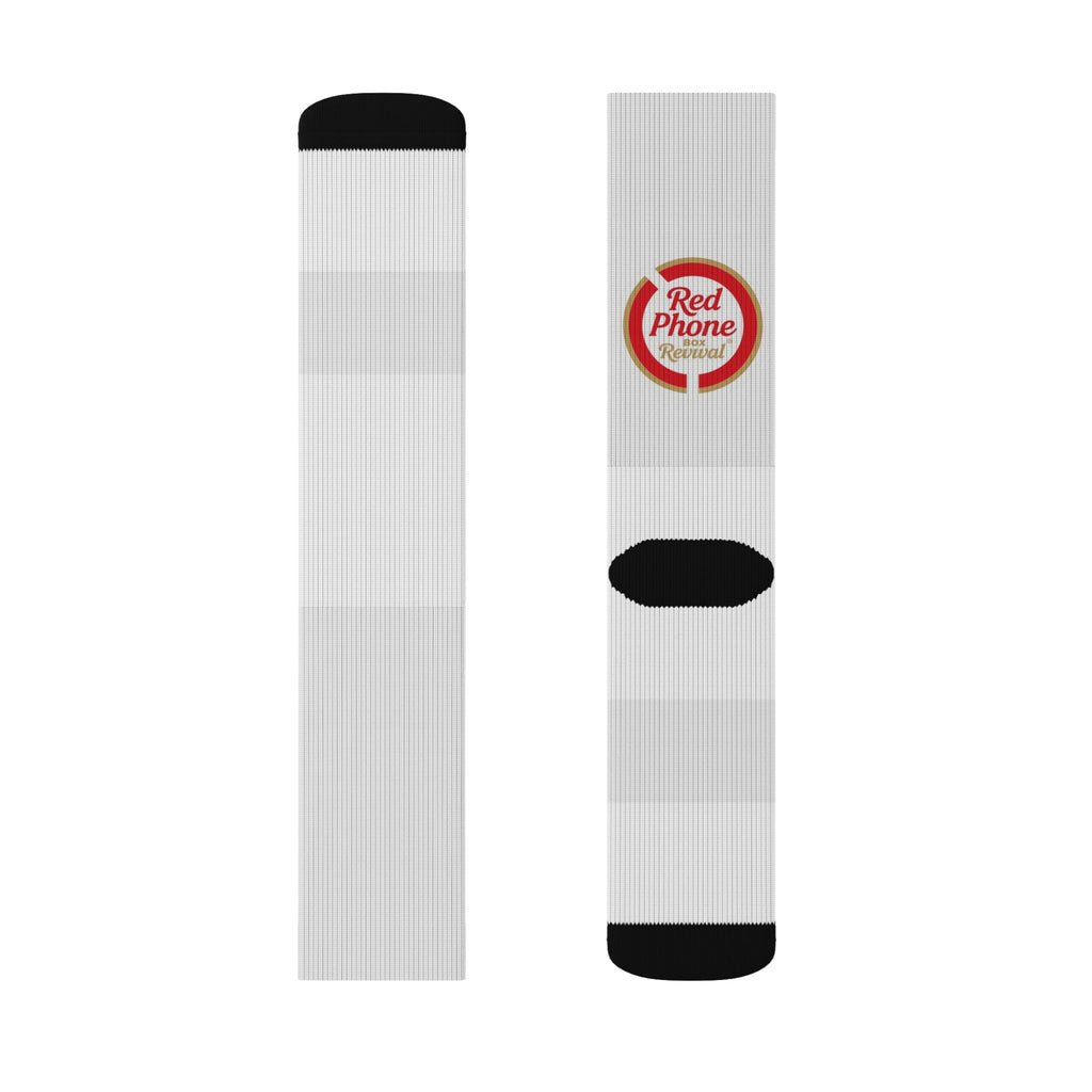 Classic Sublimation Crew Socks with 'Real People, Real Problems' Badge