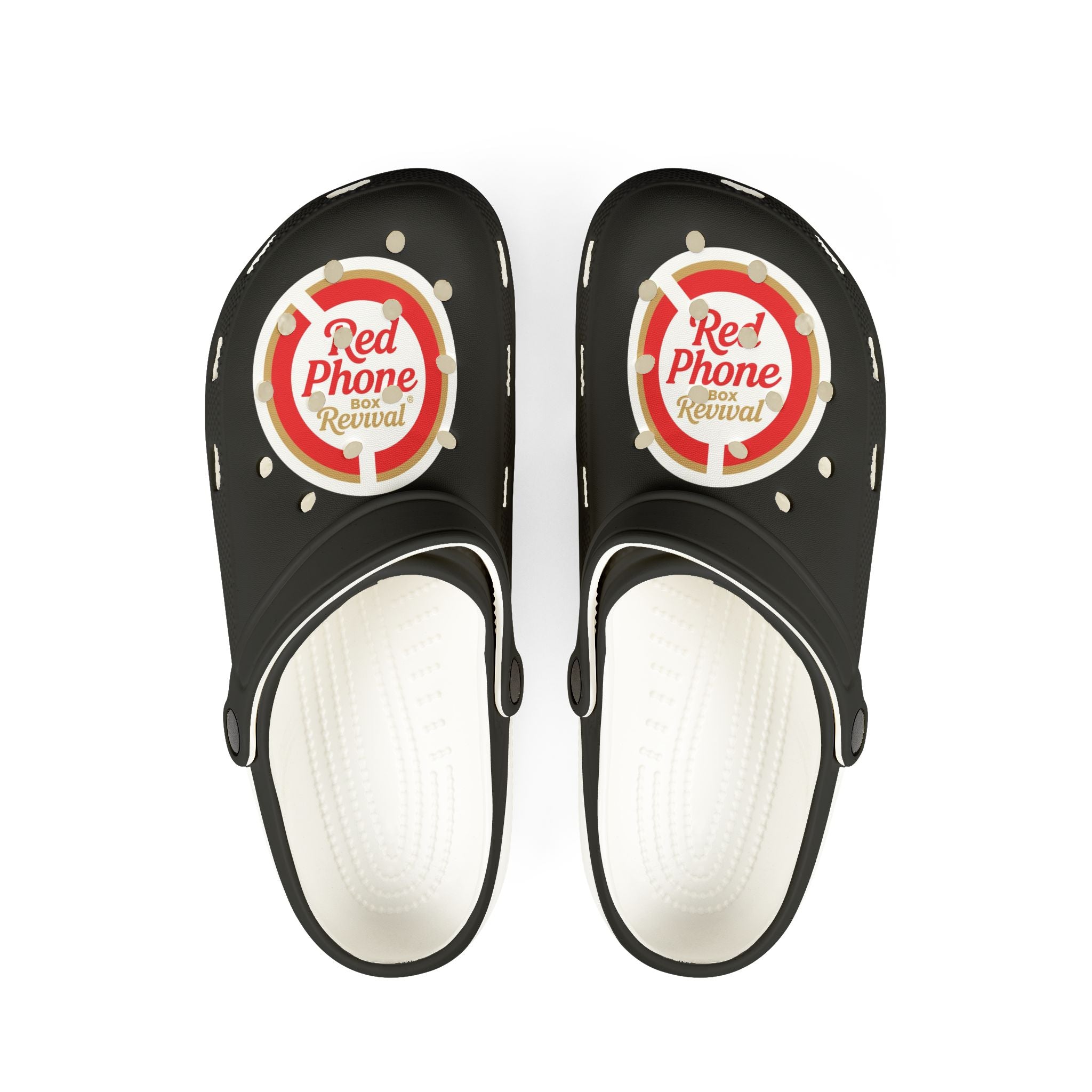 Red Phone Revival EVA Clogs — Comfortable Foam Slip-On Shoes with Retro Graphic