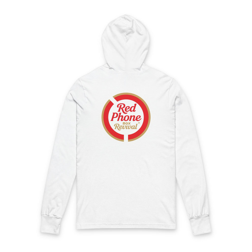 Red Phone Revival Unisex Hooded Long Sleeve Tee, Casual Hoodie, Cool Graphic Top, Trendy Apparel, Gift for Friends