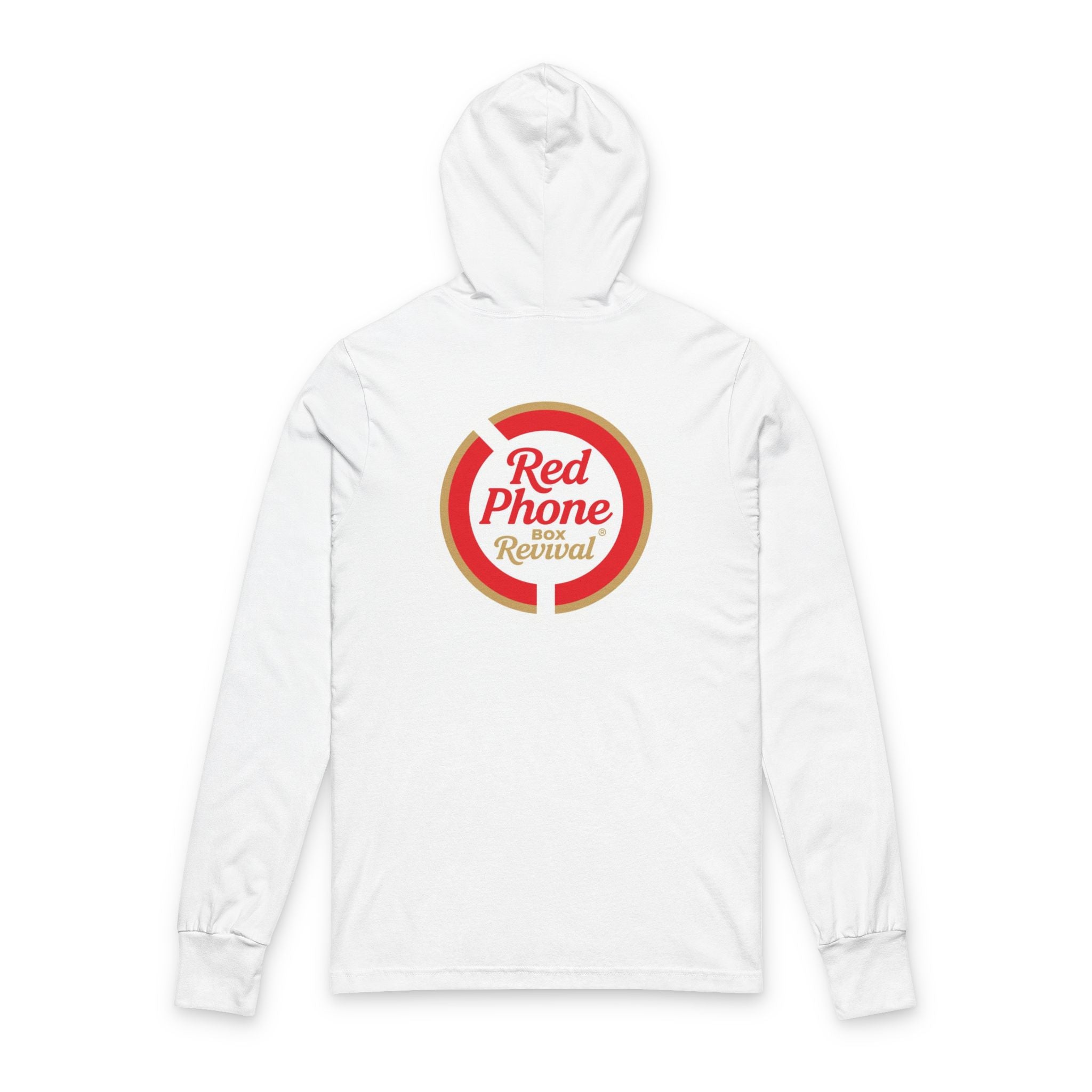Red Phone Revival Unisex Hooded Long Sleeve Tee, Casual Hoodie, Cool Graphic Top, Trendy Apparel, Gift for Friends