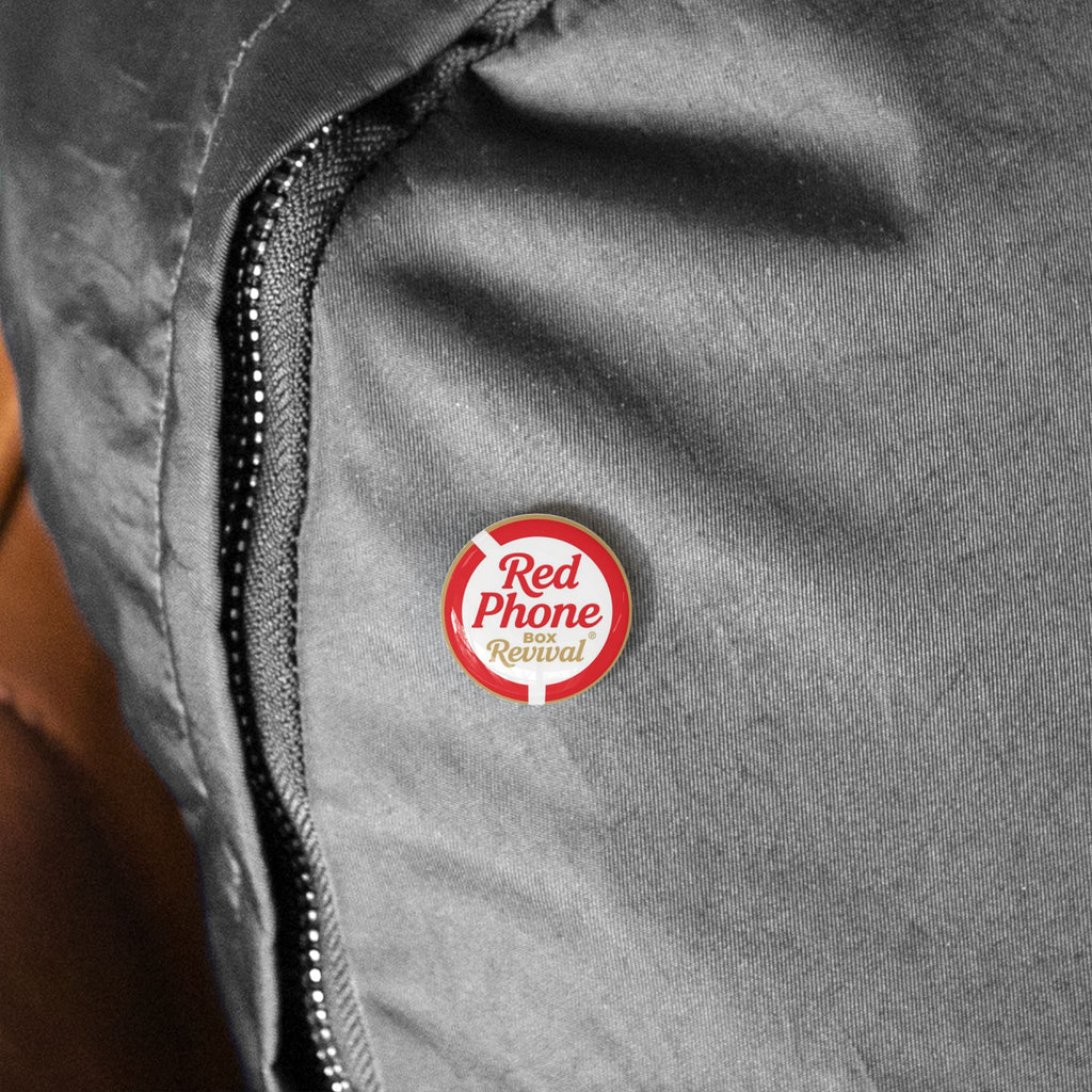 Round Enamel Pin — “Red Phone Box Revival” Logo Button