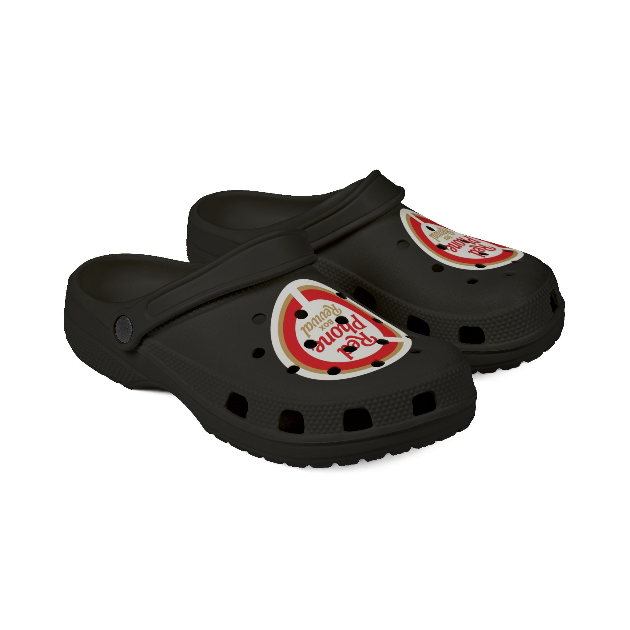 Red Phone Revival EVA Clogs — Comfortable Foam Slip-On Shoes with Retro Graphic