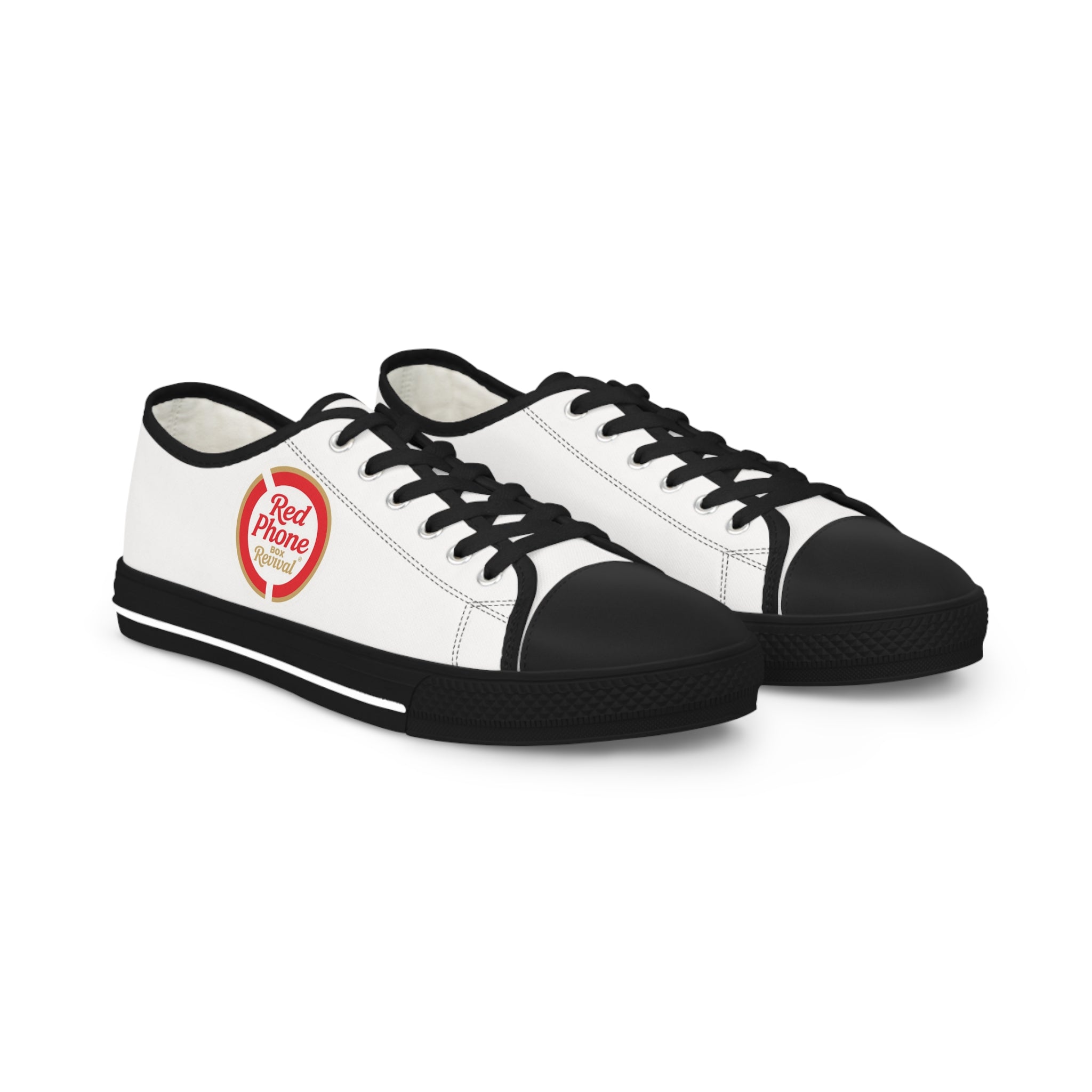 Low Top Sneakers — Retro 'Red Phone Box Revival ' Badge Casual Canvas Shoes