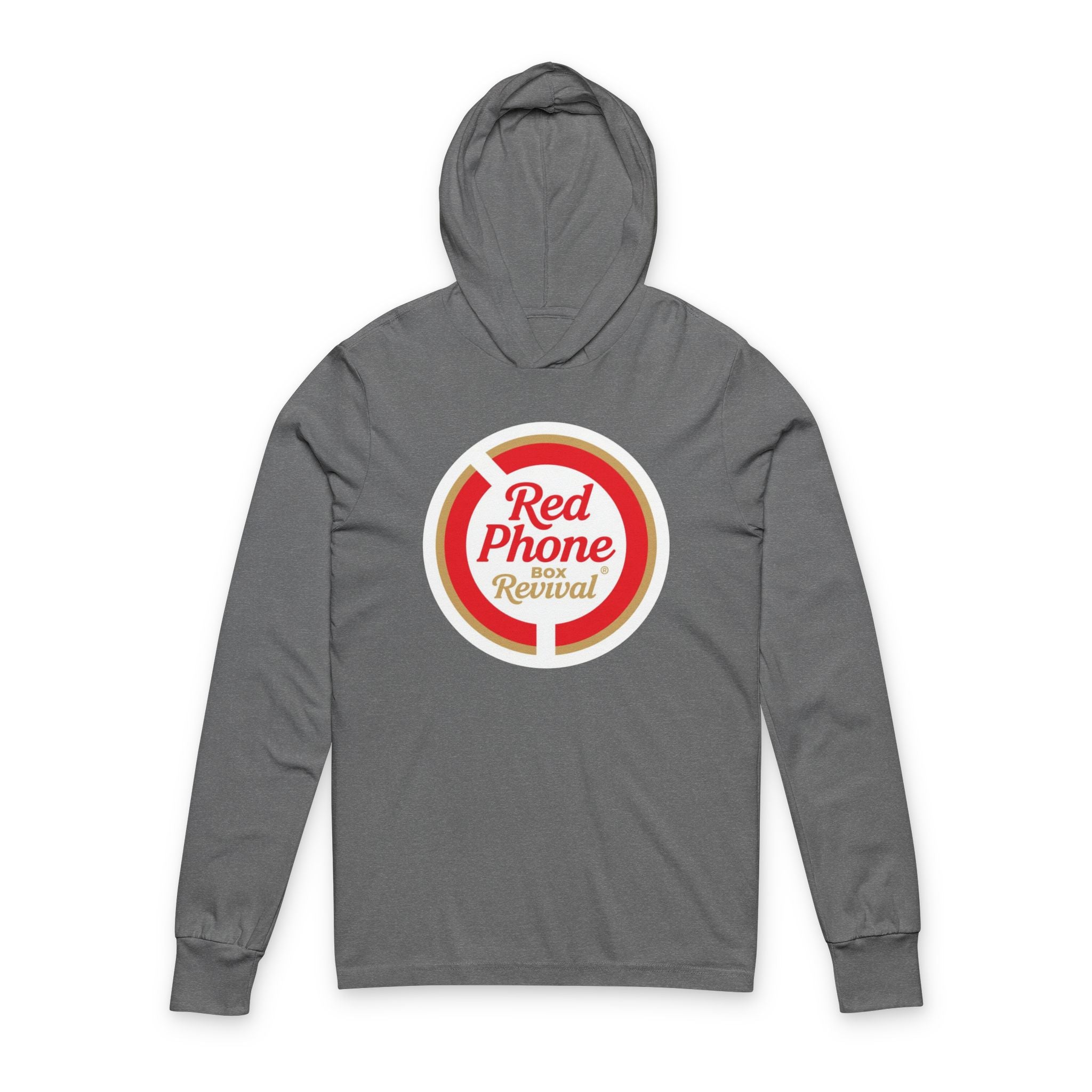 Red Phone Revival Unisex Hooded Long Sleeve Tee, Casual Hoodie, Cool Graphic Top, Trendy Apparel, Gift for Friends