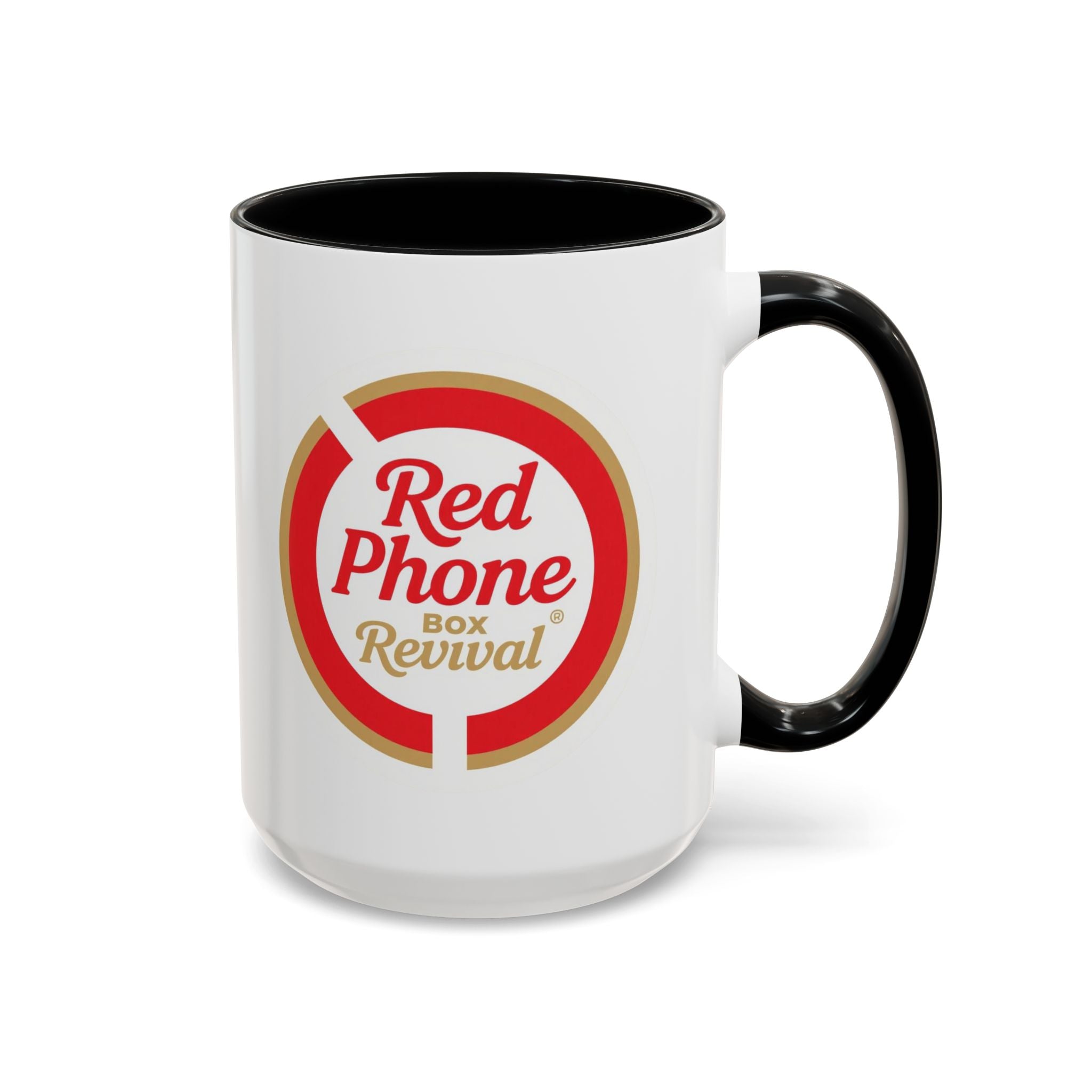 Red Phone Revival Accent Coffee Mug – Retro Logo 11/15oz