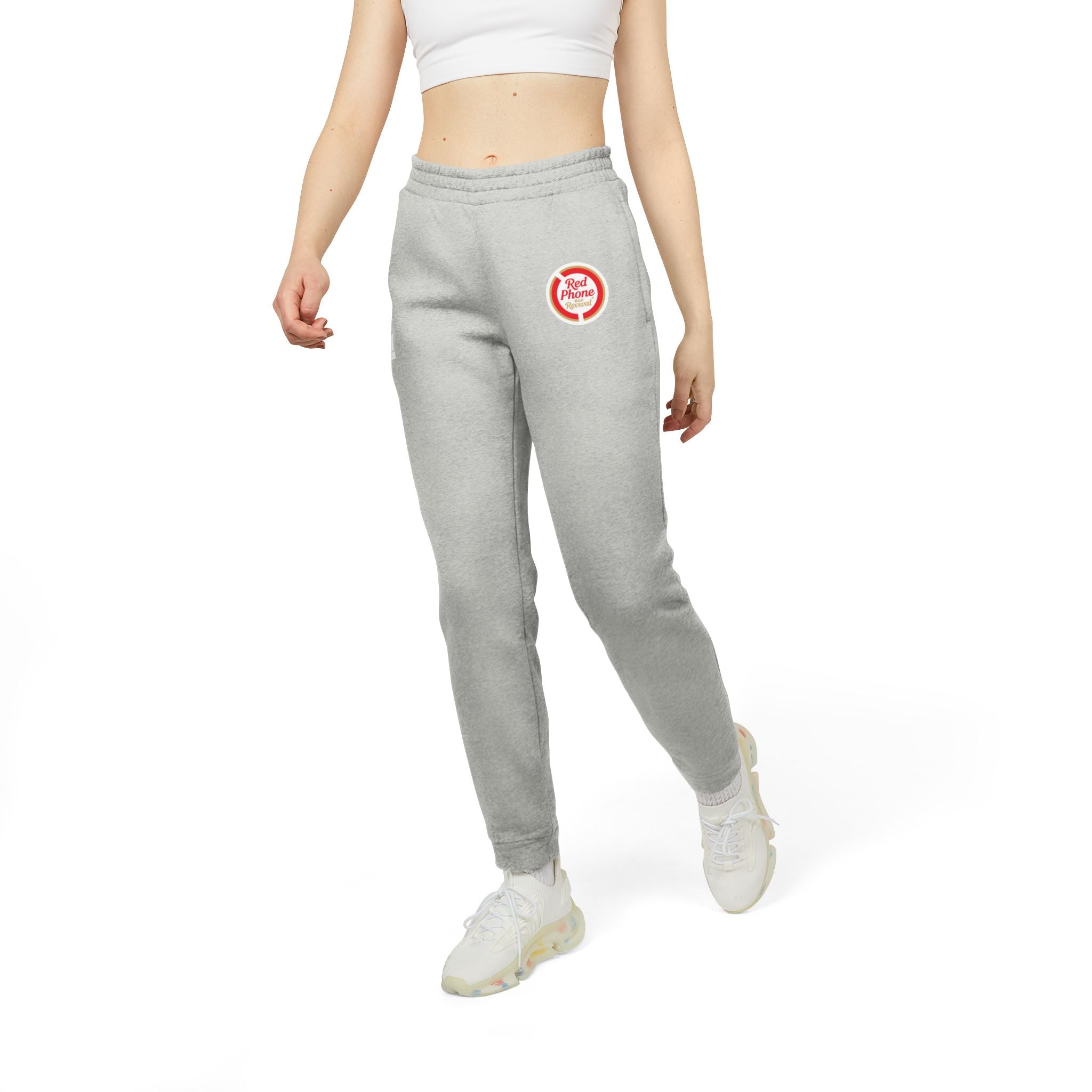 Fleece Joggers — Gray Athletic Sweatpants with Small Logo Patch