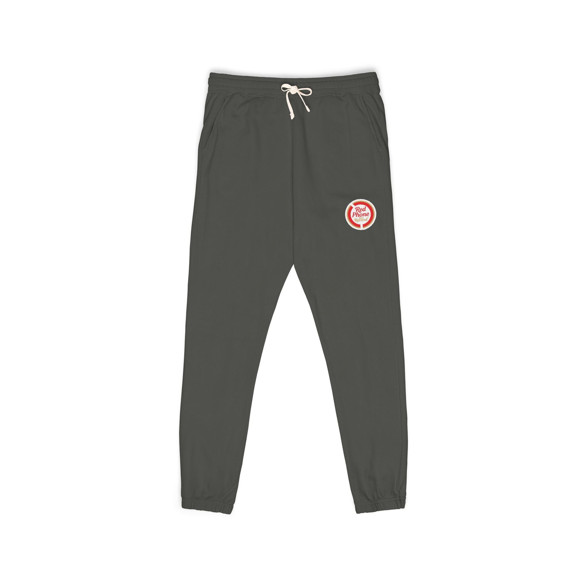 Unisex Garment-Dyed Fleece Sweatpants - Vintage Camp Crest Sweatpants — Garment-Dyed Fleece Joggers