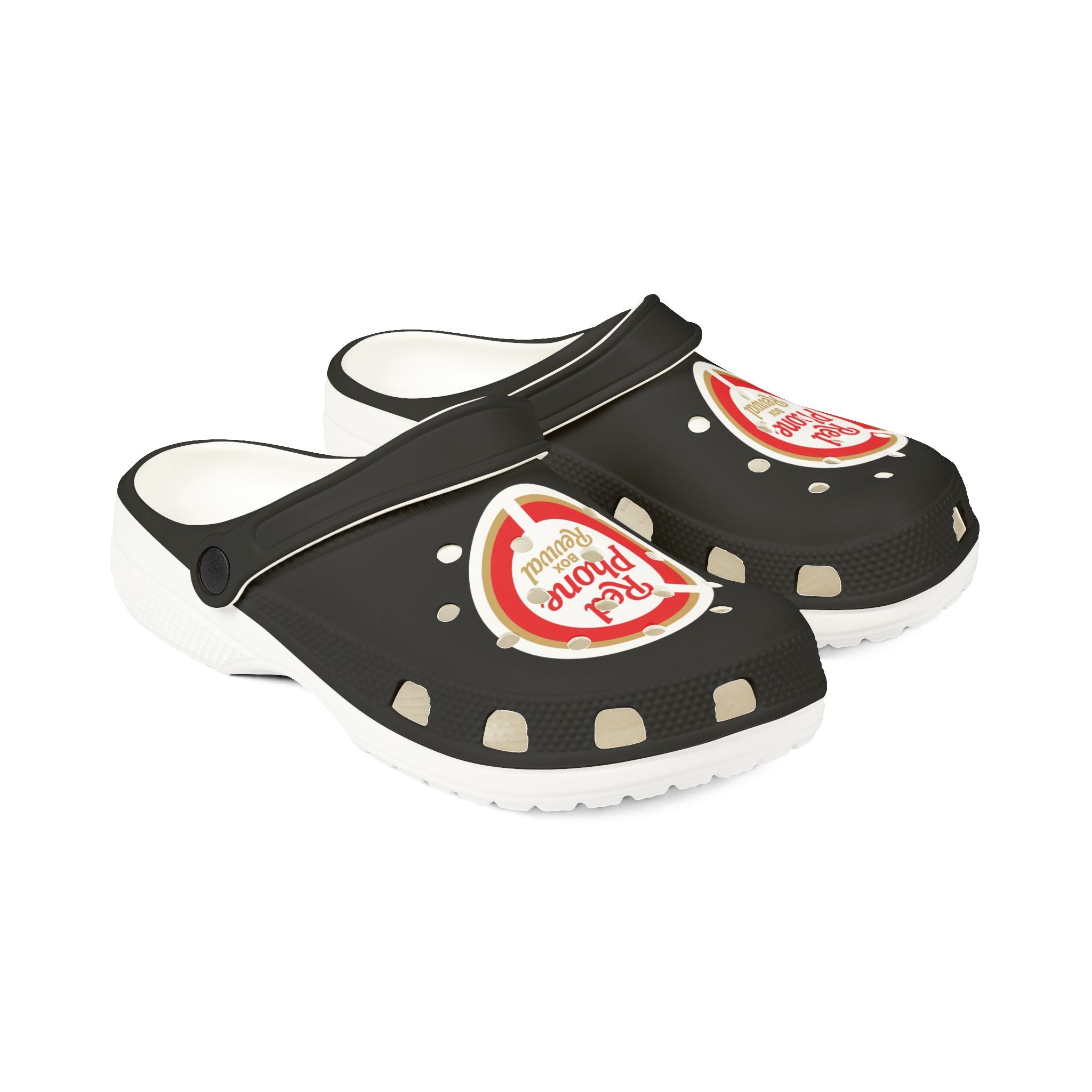 Red Phone Revival EVA Clogs — Comfortable Foam Slip-On Shoes with Retro Graphic