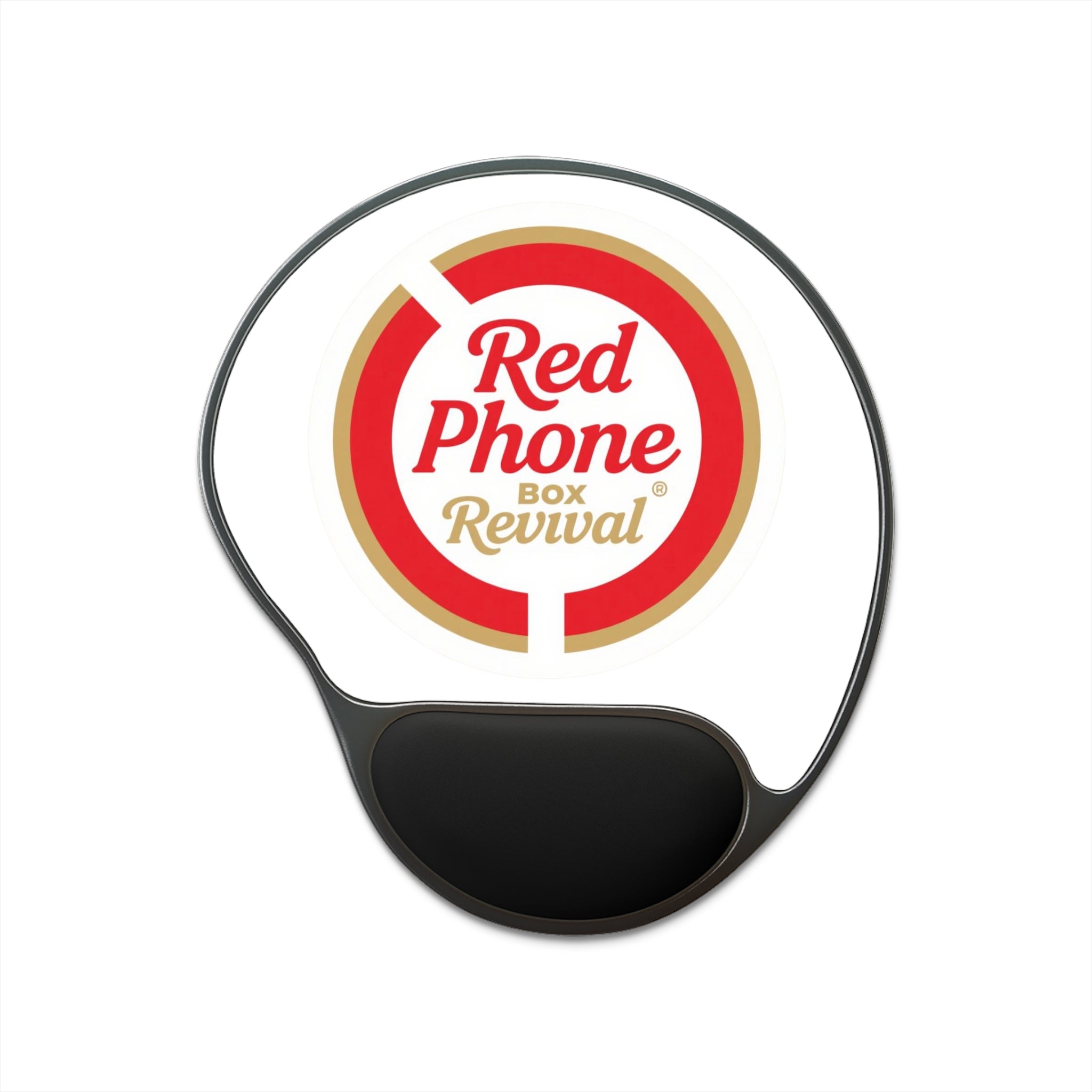 Red Phone Revival Logo Mouse Pad with Wrist Rest — Ergonomic Office Accessory