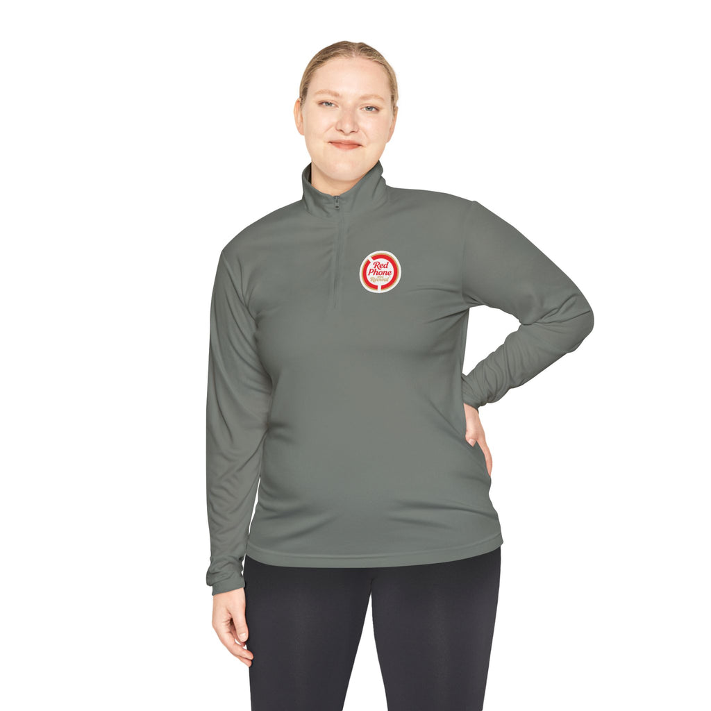 Quarter-Zip Pullover — Small 'Thank You' Badge Chest Logo, Casual Everyday Layer