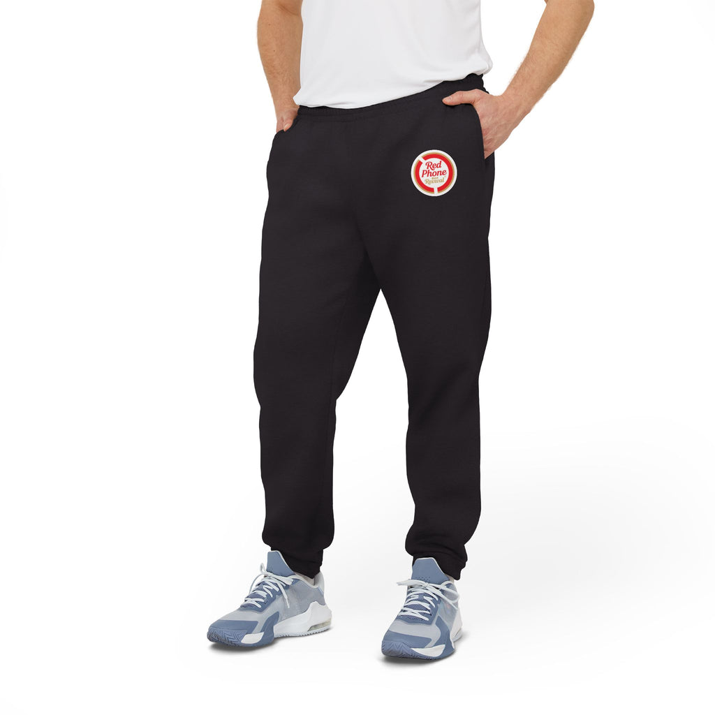 Fleece Joggers — Gray Athletic Sweatpants with Small Logo Patch