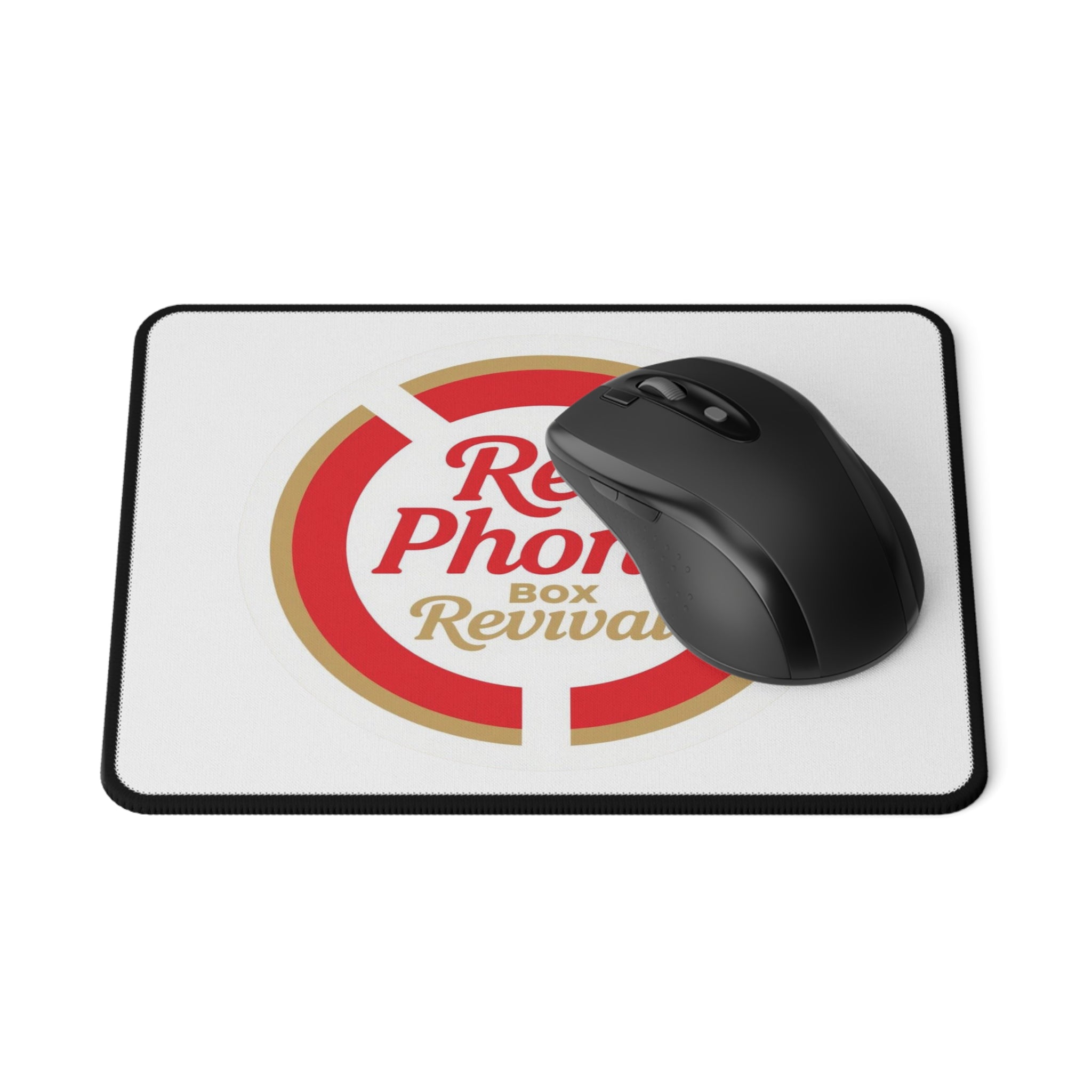Red Phone Box Revival Non‑Slip Gaming Mouse Pad — Retro Logo Desk Mat