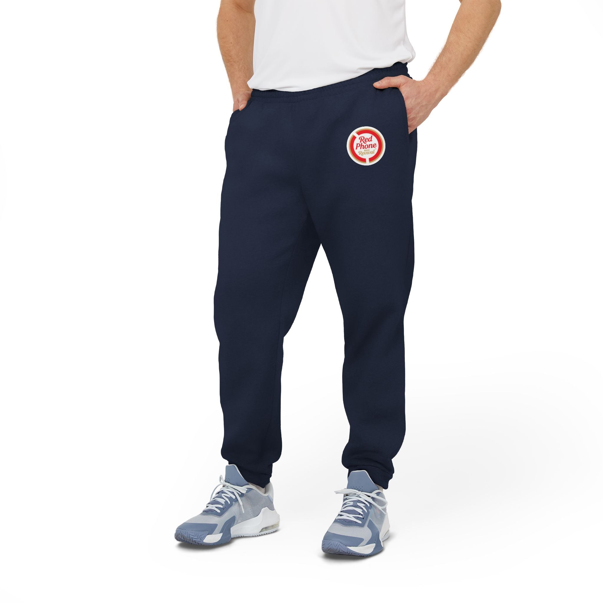 Fleece Joggers — Gray Athletic Sweatpants with Small Logo Patch