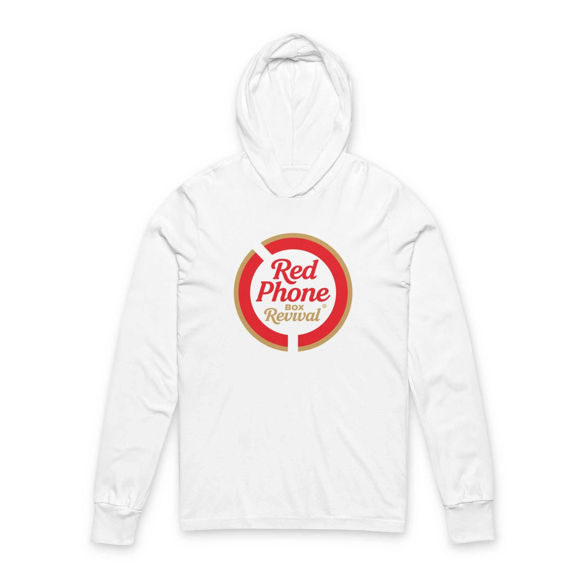 Red Phone Revival Unisex Hooded Long Sleeve Tee, Casual Hoodie, Cool Graphic Top, Trendy Apparel, Gift for Friends
