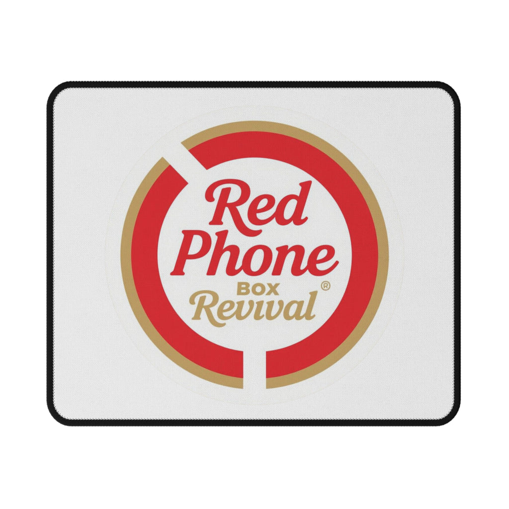 Red Phone Box Revival Non‑Slip Gaming Mouse Pad — Retro Logo Desk Mat