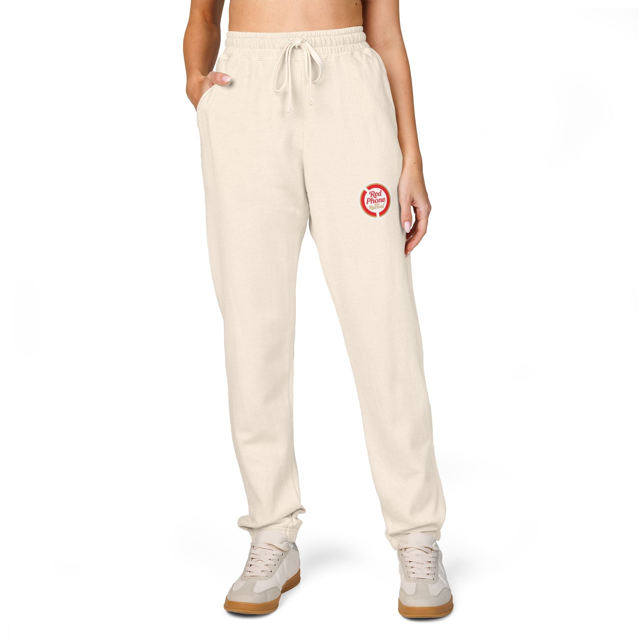 Unisex Garment-Dyed Fleece Sweatpants - Vintage Camp Crest Sweatpants — Garment-Dyed Fleece Joggers