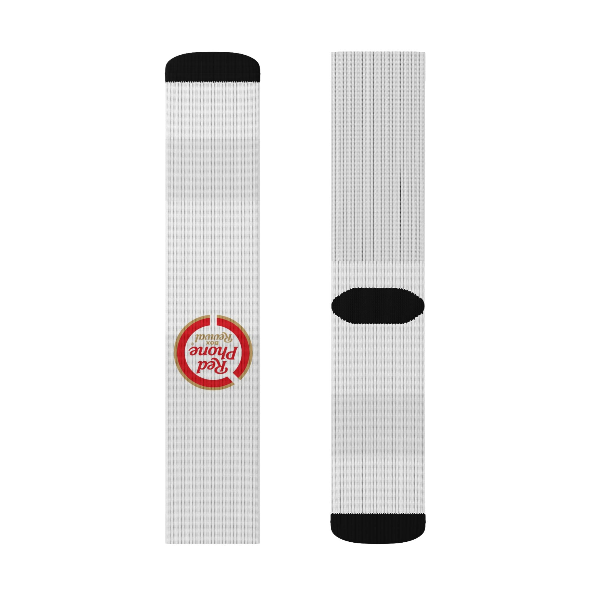 Classic Sublimation Crew Socks with 'Real People, Real Problems' Badge