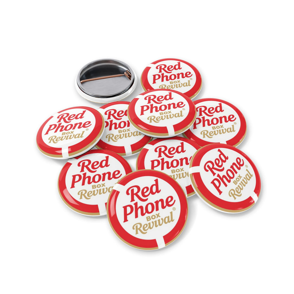 Round Enamel Pin — “Red Phone Box Revival” Logo Button