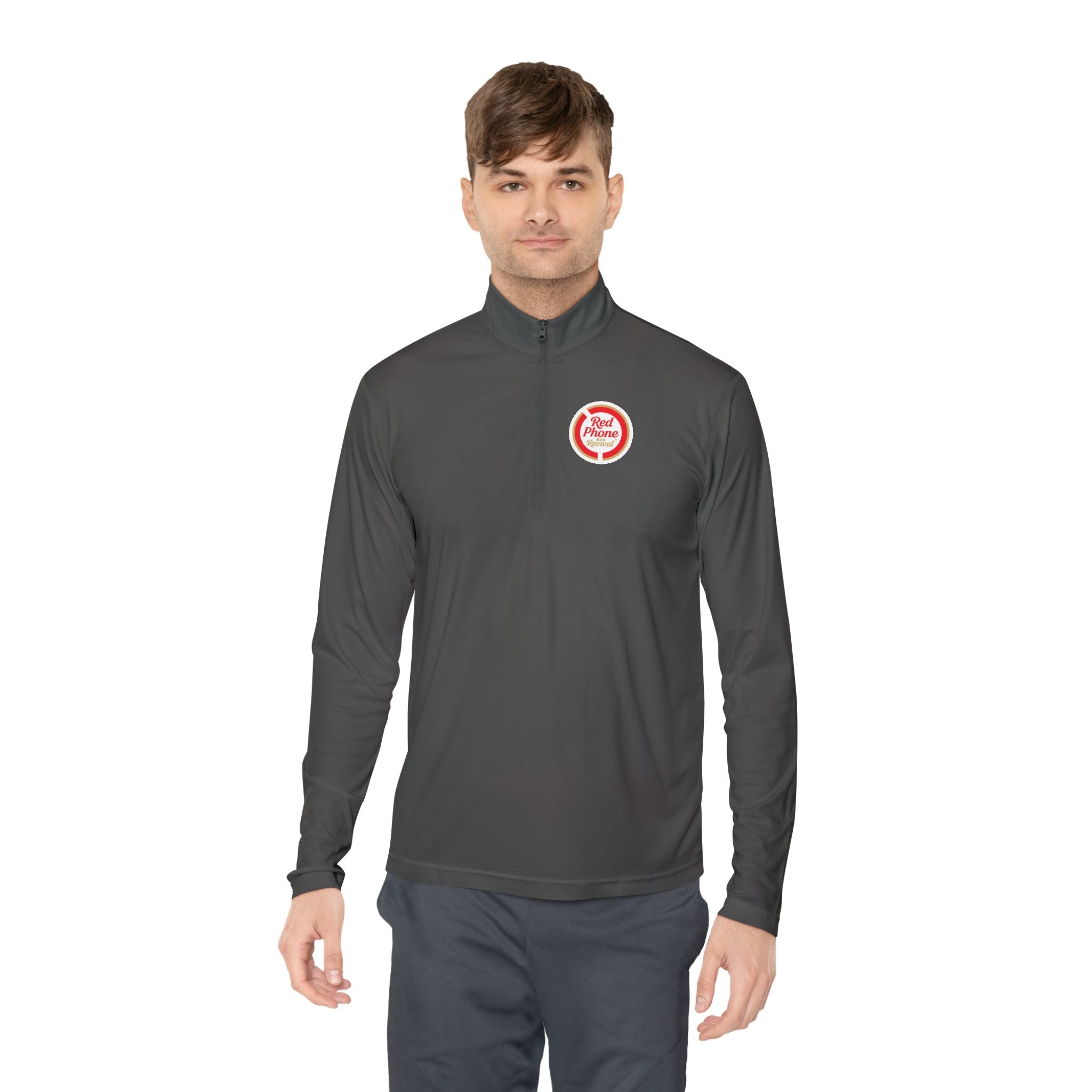 Quarter-Zip Pullover — Small 'Thank You' Badge Chest Logo, Casual Everyday Layer