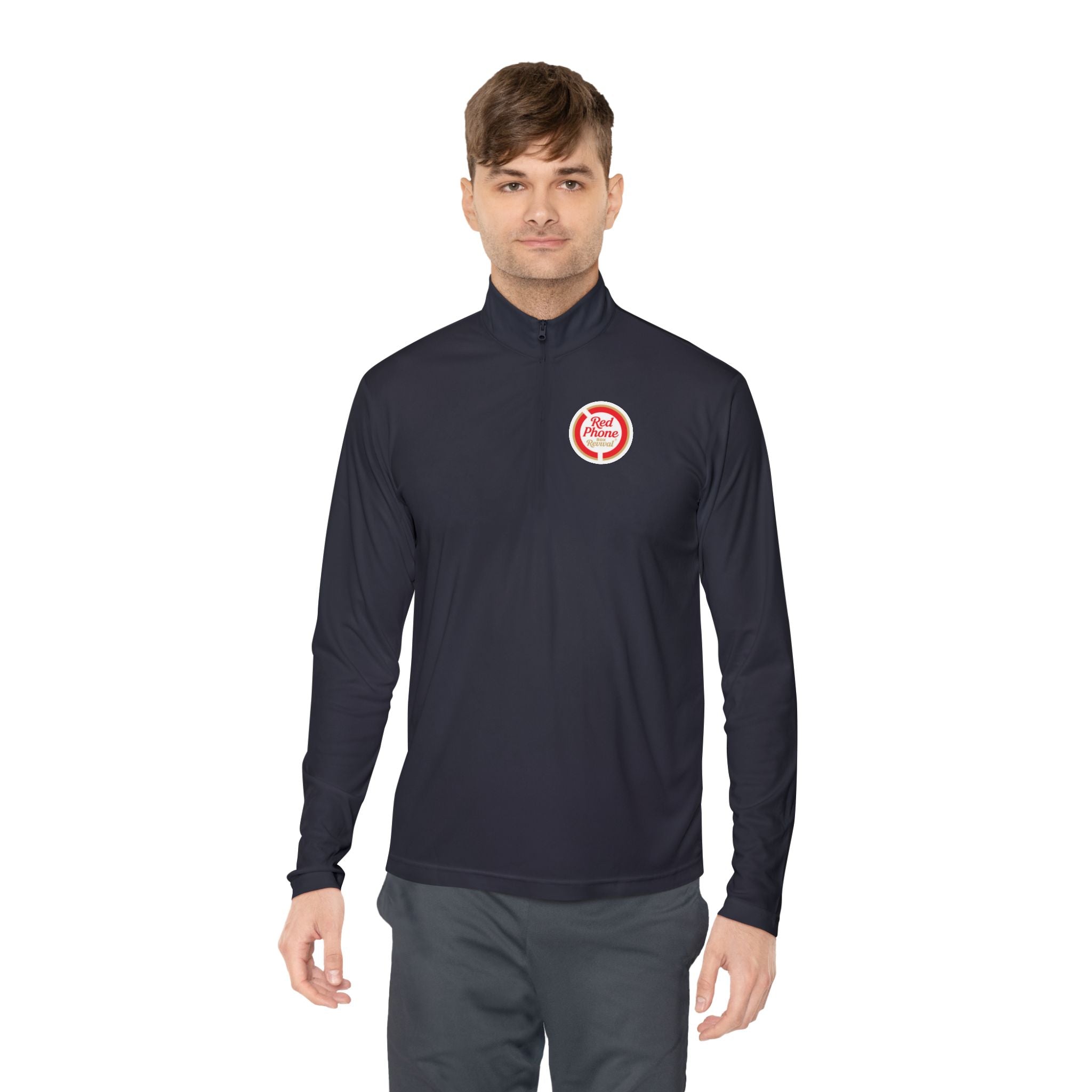 Quarter-Zip Pullover — Small 'Thank You' Badge Chest Logo, Casual Everyday Layer