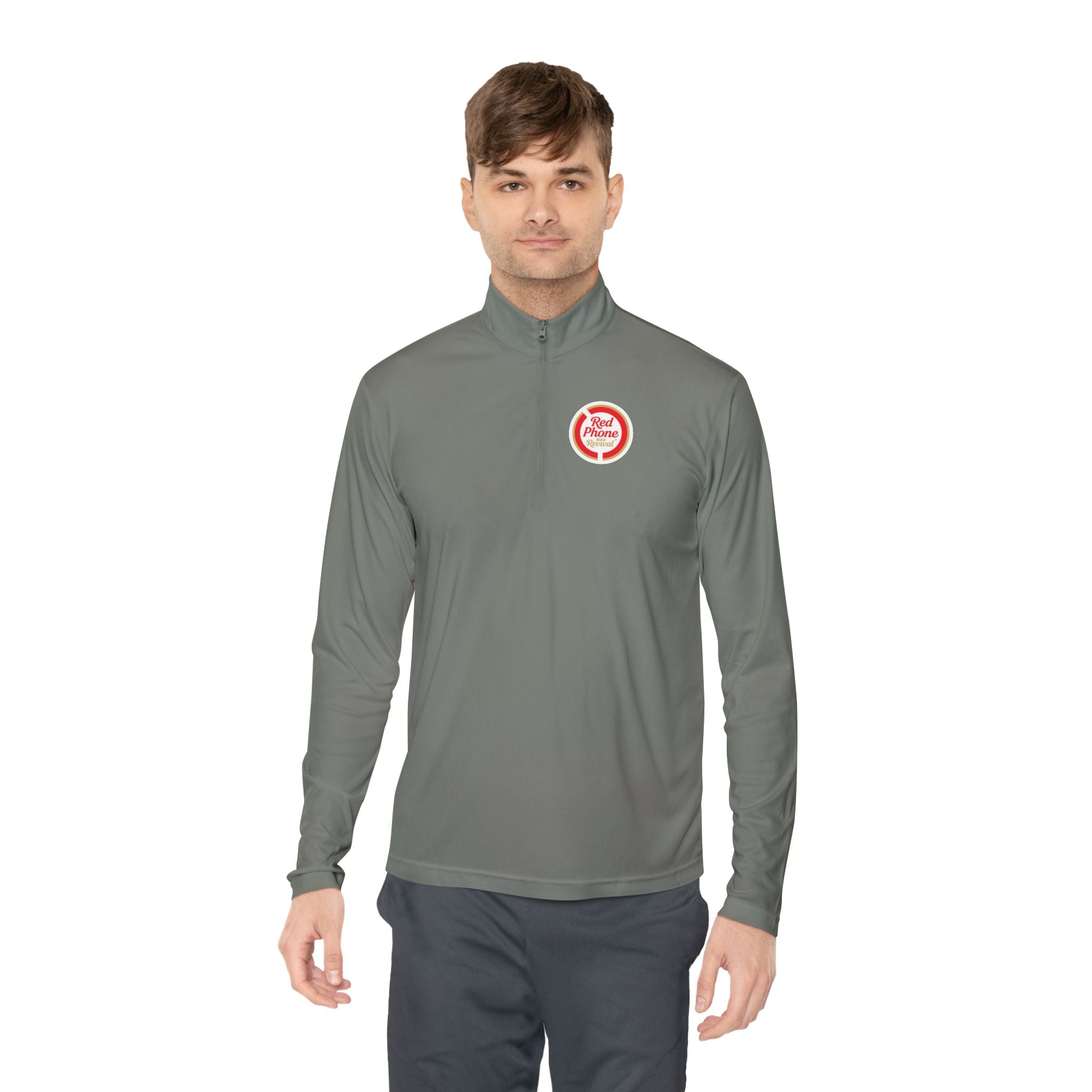 Quarter-Zip Pullover — Small 'Thank You' Badge Chest Logo, Casual Everyday Layer
