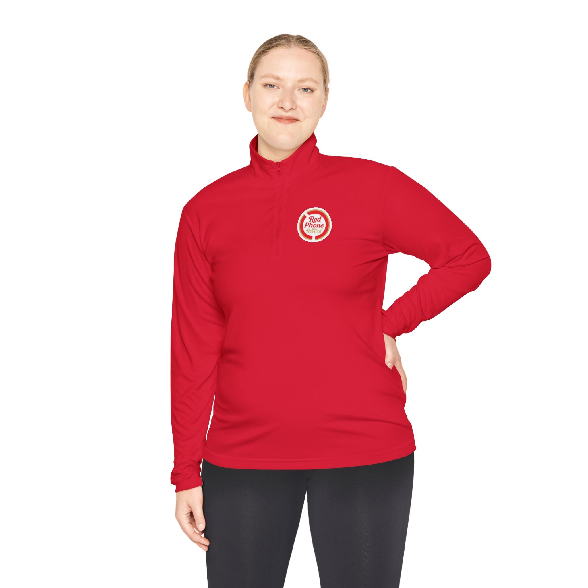 Quarter-Zip Pullover — Small 'Thank You' Badge Chest Logo, Casual Everyday Layer