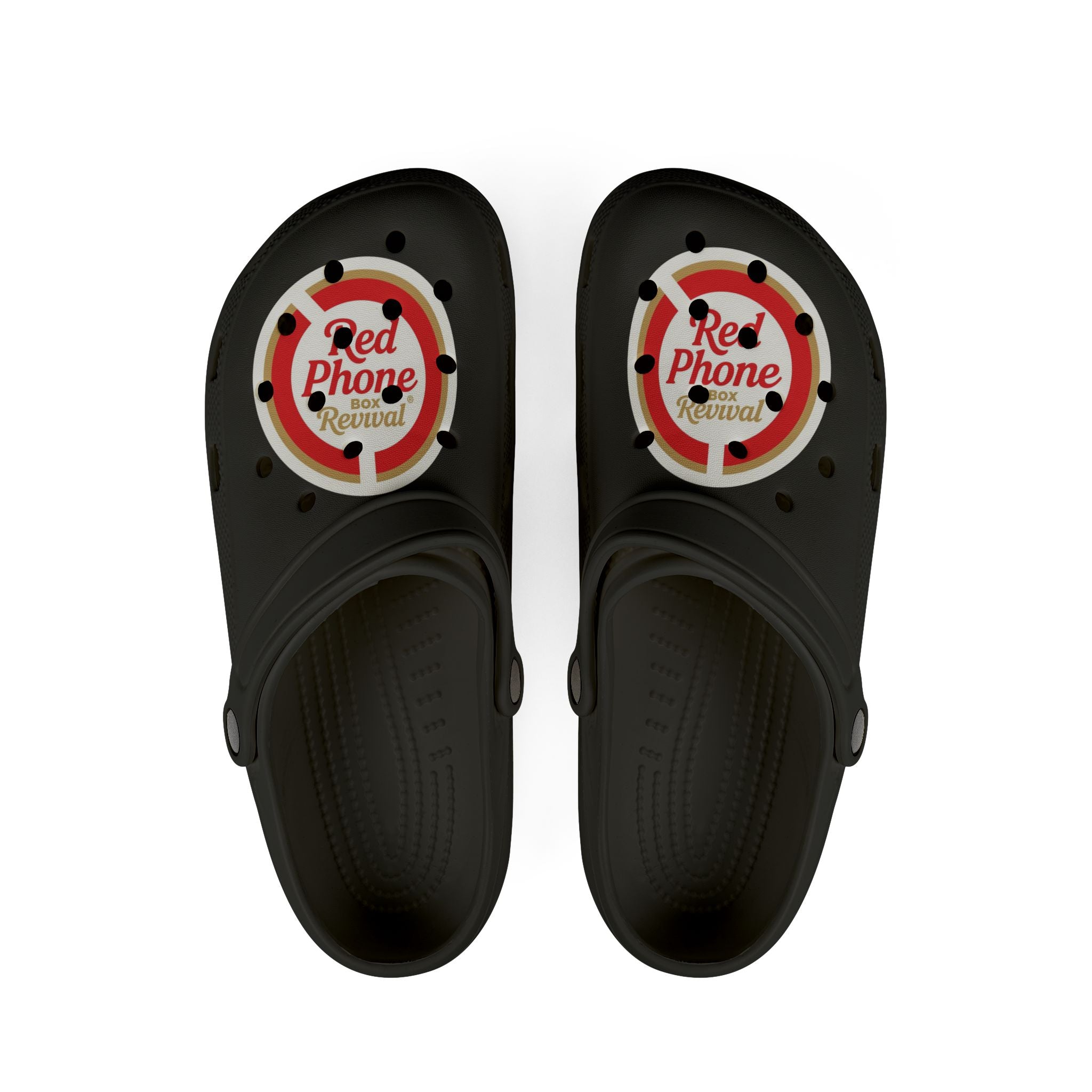 Red Phone Revival EVA Clogs — Comfortable Foam Slip-On Shoes with Retro Graphic