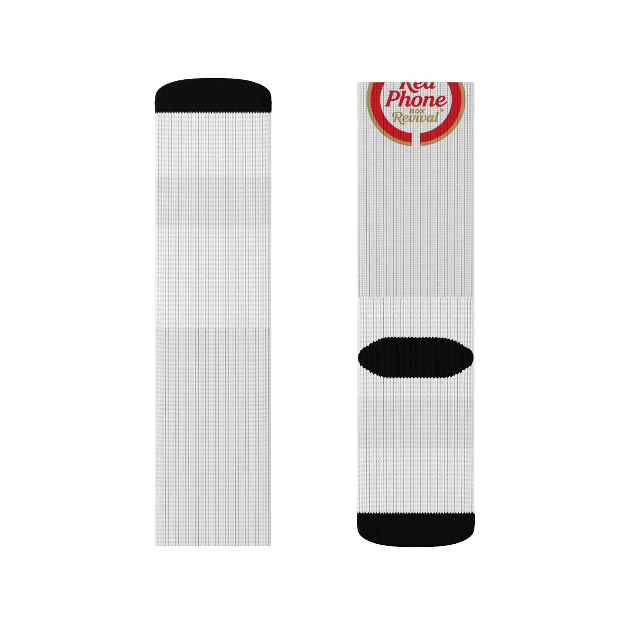 Classic Sublimation Crew Socks with 'Real People, Real Problems' Badge